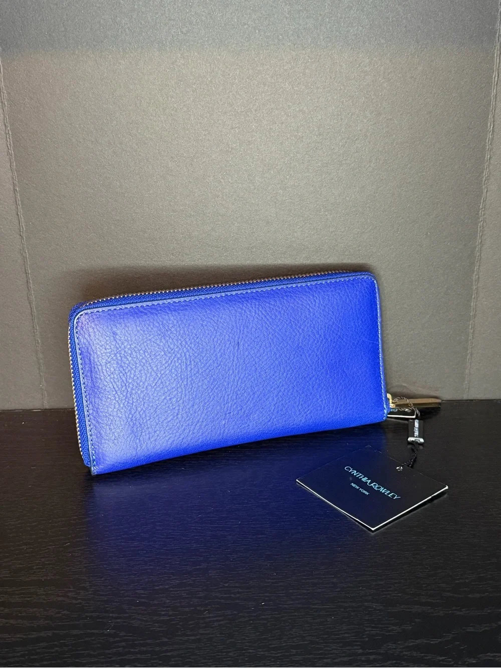 Cynthia Rowley Royal Blue Zip-Around Wallet with Gold Logo